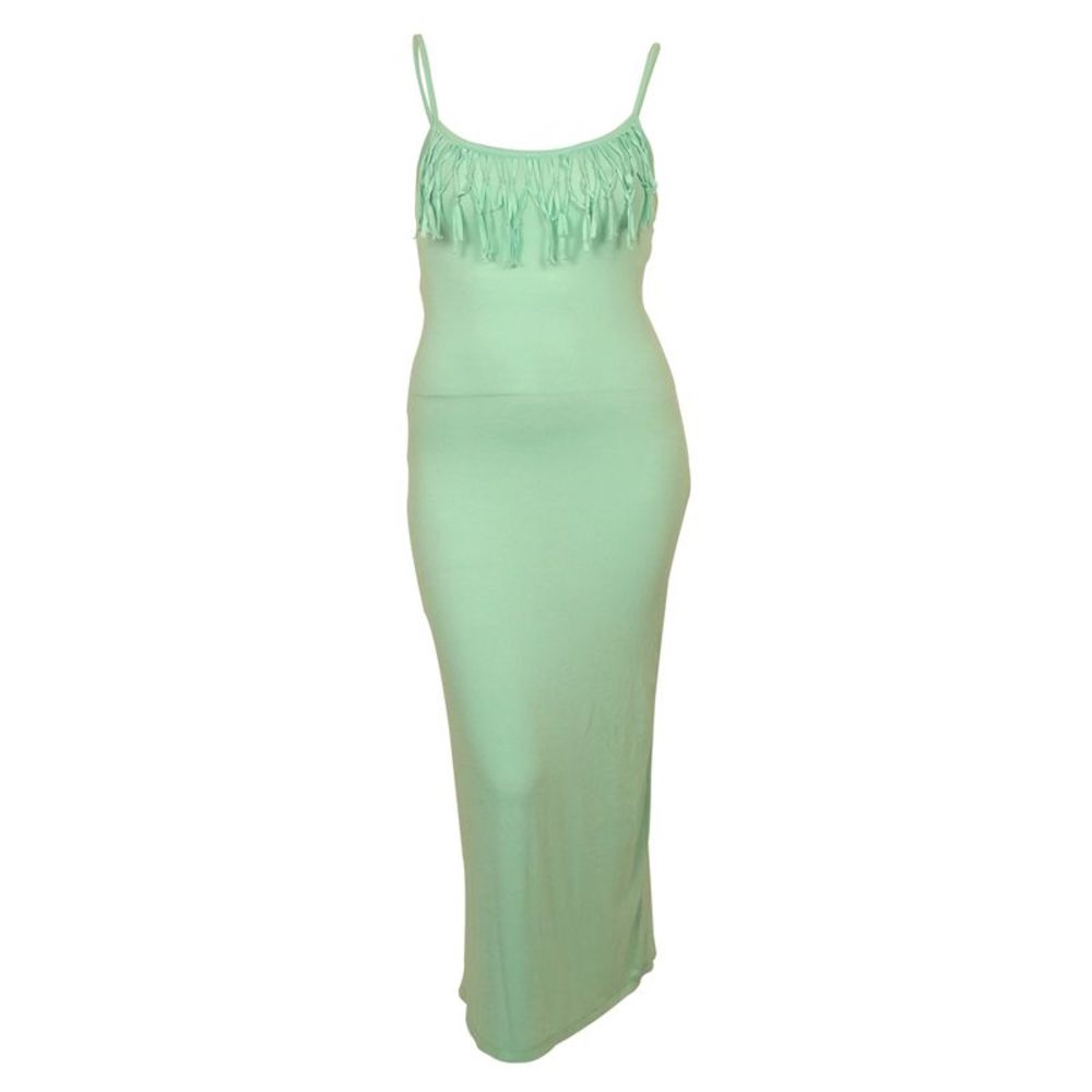Mint Green Fringe Maxi Swim Cover-Up